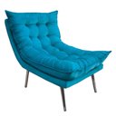 Ver imagem 4 de Kit Poltrona + Puff Tati Suede Azul Turqueza - Dominic Decor