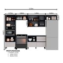 Ver imagem 3 de Cozinha Modulada 5 Peças 9 Portas 5 Gavetas MDF Dodradiça Slow Motion Lúmina Itatiaia Cinza/Grafite/Fendi