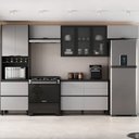 Ver imagem 1 de Cozinha Modulada 5 Peças 9 Portas 5 Gavetas MDF Dodradiça Slow Motion Lúmina Itatiaia Cinza/Grafite/Fendi