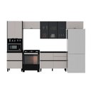Ver imagem 2 de Cozinha Modulada 5 Peças 9 Portas 5 Gavetas MDF Dodradiça Slow Motion Lúmina Itatiaia Cinza/Grafite/Fendi