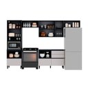 Ver imagem 4 de Cozinha Modulada 5 Peças 9 Portas 5 Gavetas MDF Dodradiça Slow Motion Lúmina Itatiaia Cinza/Grafite/Fendi