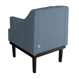 Poltrona Decorativa Clássica Com Base Madeira Linho Azul - DS Estofados - Azul - 2