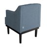 Poltrona Decorativa Clássica Com Base Madeira Linho Azul - DS Estofados - Azul - 2