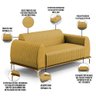 Sofá 3 Lugares para Sala de Estar Molino 180 Cm D02 Pés D'ouro Veludo Mostarda C-260 - Lyam Decor - 4