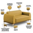 Ver imagem 4 de Sofá 3 Lugares para Sala de Estar Molino 180 Cm D02 Pés D'ouro Veludo Mostarda C-260 - Lyam Decor