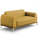 Ver imagem 1 de Sofá 3 Lugares para Sala de Estar Molino 180 Cm D02 Pés D'ouro Veludo Mostarda C-260 - Lyam Decor