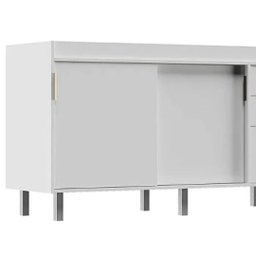 Gabinete de Cozinha 144cm Balcão 2 Portas Correr 3 Gavetas:branco - 3