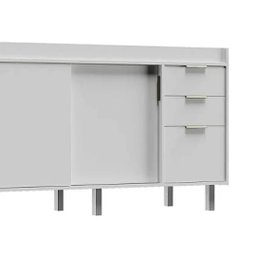 Gabinete de Cozinha 144cm Balcão 2 Portas Correr 3 Gavetas:branco - 4