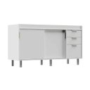 Ver imagem 1 de Gabinete de Cozinha 144cm Balcão 2 Portas Correr 3 Gavetas:branco