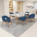 Ver imagem 2 de Kit 04 Cadeiras de Jantar e Estar Living Estofada Lince L02 Suede Azul Marinho - Lyam Decor