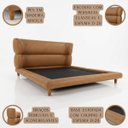 Ver imagem 3 de Conjunto Cama Japonesa King Cabeceira Alta Estofada Curva Courino Premiun Luxo Desing Unico Alto Pad