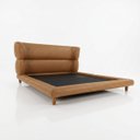 Ver imagem 4 de Conjunto Cama Japonesa King Cabeceira Alta Estofada Curva Courino Premiun Luxo Desing Unico Alto Pad