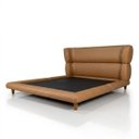 Ver imagem 5 de Conjunto Cama Japonesa King Cabeceira Alta Estofada Curva Courino Premiun Luxo Desing Unico Alto Pad