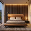 Ver imagem 2 de Conjunto Cama Japonesa King Cabeceira Alta Estofada Curva Courino Premiun Luxo Desing Unico Alto Pad