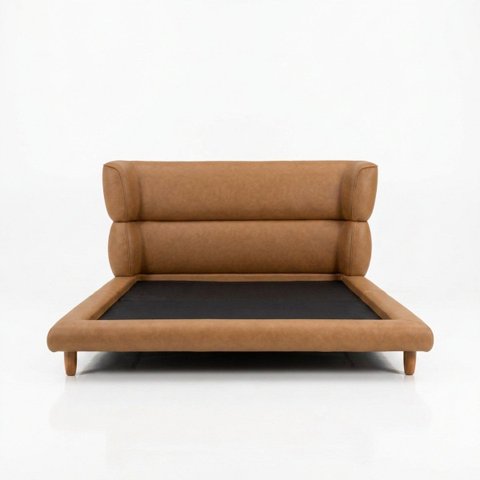 Conjunto Cama Japonesa King Cabeceira Alta Estofada Curva Courino Premiun Luxo Desing Unico Alto Pad