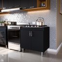 Ver imagem 2 de Kit 2 Balcão Cooktop Turim - Mdf-mdp 1 Porta e 1 Gaveta Preto - Movelove