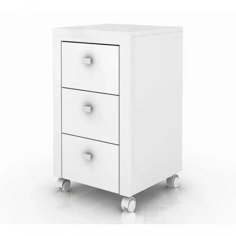 Gaveteiro Para Escritorio 03 Gavetas Me4108 Branco Branco
