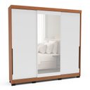 Ver imagem 2 de Guarda-Roupa Casal 3 Portas Correr com Espelho Madrid Marrom/Branco/Freijó