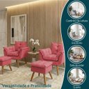 Ver imagem 3 de Kit 2 Poltronas Decorativa e 2 Puffs para Sala Recepção Manicure Consultório Quarto Alice Suede