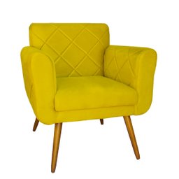 Kit 2 Poltronas Estofadas Decorativas para Consultório Isabella Suede Amarelo - Dl Decor - 2