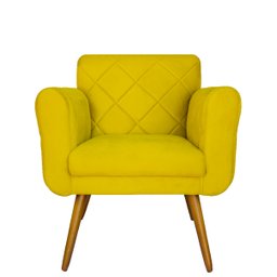 Kit 2 Poltronas Estofadas Decorativas para Consultório Isabella Suede Amarelo - Dl Decor - 3