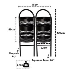 Lixeira Dupla em Tela Moeda Coleta Seletiva Calçada 120cm Santa Edwirges - 2