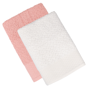 Kit 2 Toalha de Banho Capri Atlântica 100% Algodão Banhão 75x1,50 Cor:rosa Romã + Off White