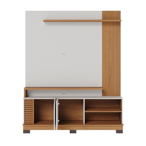 Estante Home Jurerê 1.5 para Sala de Tv até 65 Polegadas Off White Matte Freijó Colibri