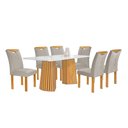 Ver imagem 1 de Conjunto Mesa Stella Ripada 170cm com 6 Cadeiras Stella Tampo Smart Plus com Vidro