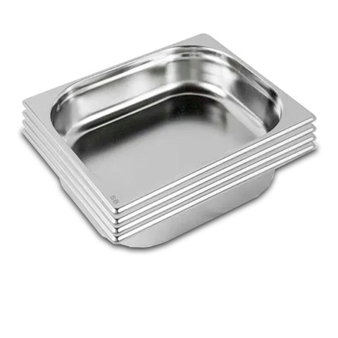 Conj 6 Cuba Gastronômica Em INOX GN 1/2x65 mm 3,8 Litros "SB"