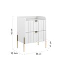 Ver imagem 7 de Mesa de Cabeceira para Quarto com 2 Gavetas Mdf Branca Laqueadas Moderna Moriah 45cm Pé Dourado