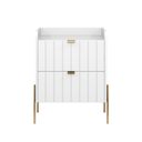 Ver imagem 5 de Mesa de Cabeceira para Quarto com 2 Gavetas Mdf Branca Laqueadas Moderna Moriah 45cm Pé Dourado