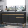 Balcão Cozinha Gabinete Pia 150 Cm 3 Portas 1 Gaveta Veneza Gb Multimóveis Mp2072 Preto - 2