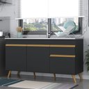 Ver imagem 1 de Balcão Cozinha Gabinete Pia 150 Cm 3 Portas 1 Gaveta Veneza Gb Multimóveis Mp2072 Preto