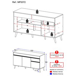 Balcão Cozinha Gabinete Pia 150 cm 3 Portas 1 Gaveta Veneza GB Multimóveis MP2072 Preto - 6