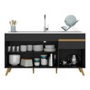 Ver imagem 5 de Balcão Cozinha Gabinete Pia 150 Cm 3 Portas 1 Gaveta Veneza Gb Multimóveis Mp2072 Preto