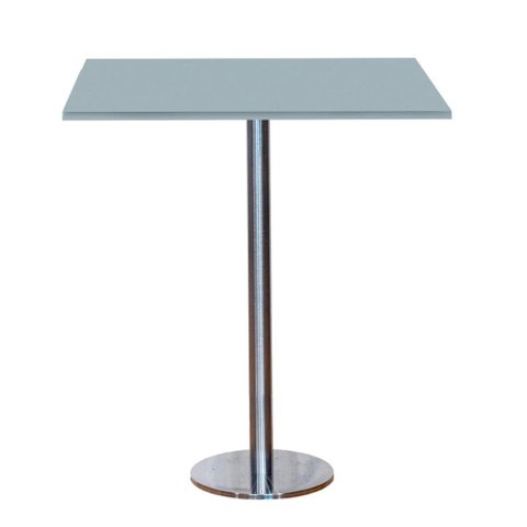 Mesa Pisa Beta Bistrô Fratini 107,50cm (a) Disco Redondo Inox Tampo Mdp Quadrado Cinza 70cm (l)