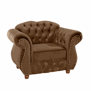 Poltrona Chesterfield Merlô Via Encanto Veludo Marrom