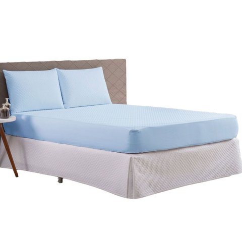 Protetor de Colção Queen Capa Impermeável 6 Cores Matelado Ultrassonico:azul