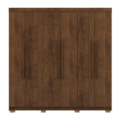 Guarda Roupa Roupeiro Casal Elegance 06 Portas 02 Gavetas Imbuia Rústico Vila Rica