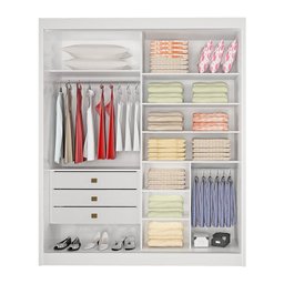 Guarda Roupa Solteiro Com Espelho 2 Portas 3 Gavetas Athenas D'Doro Móveis Branco - 3