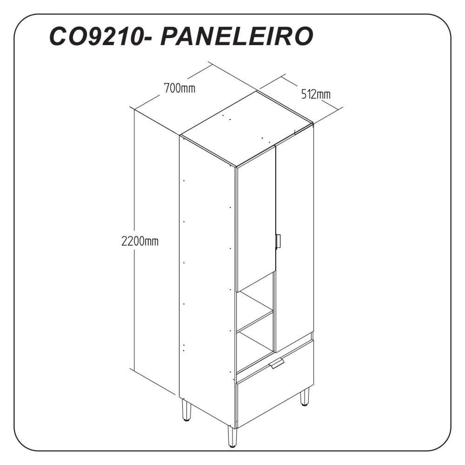 Paneleiro Duplo 2 Portas e 1 Gaveta Hera  Móveis - 4