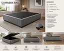 Ver imagem 2 de Cama Box Baú 138 x 188 cm, Tecido Blindado com 1cm de Espuma, 100% Madeira, Série Ouro Cinza