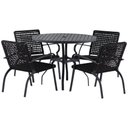 Ver imagem 1 de Kit 4 Cadeiras Corda Náutica e Mesa Tampo Ripado Varanda Alumínio Edícula