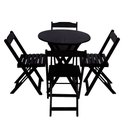 Ver imagem 1 de Conjunto de Mesa Dobravel com 4 Cadeiras Tampo Redondo 70x70 Preto