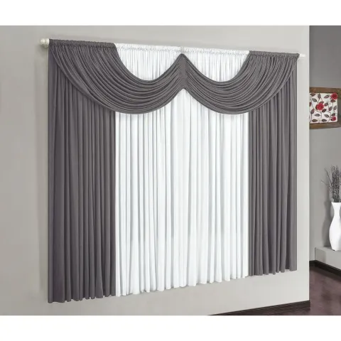 Cortina Paris Malha Gel para Varão Simples 2,00m x 1,7m - Cinza
