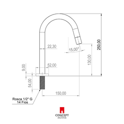 Torneira Lavatório Luxo Link Quadrada com Bico Acionador Cromada 1/4 de Volta Concept Metais 1073 Li - 9