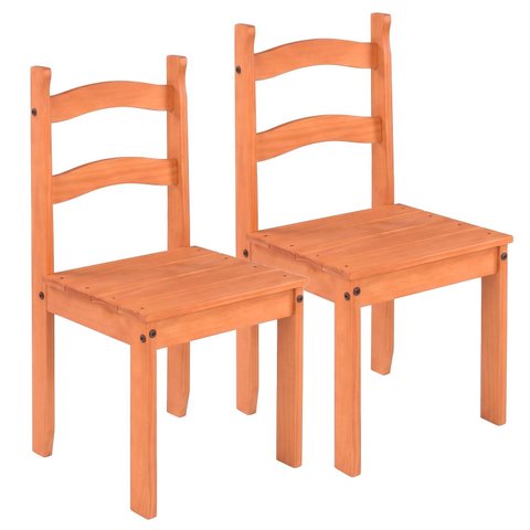 Kit 2 Cadeiras Jantar Estrutura Madeira Design Rustico