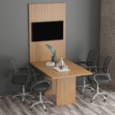 Ver mais imagens de Mesa de Reunião para Escritório com Painel 6 Lugares Amêndoa