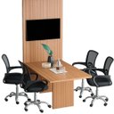 Ver imagem 1 de Mesa de Reunião para Escritório com Painel 6 Lugares Amêndoa